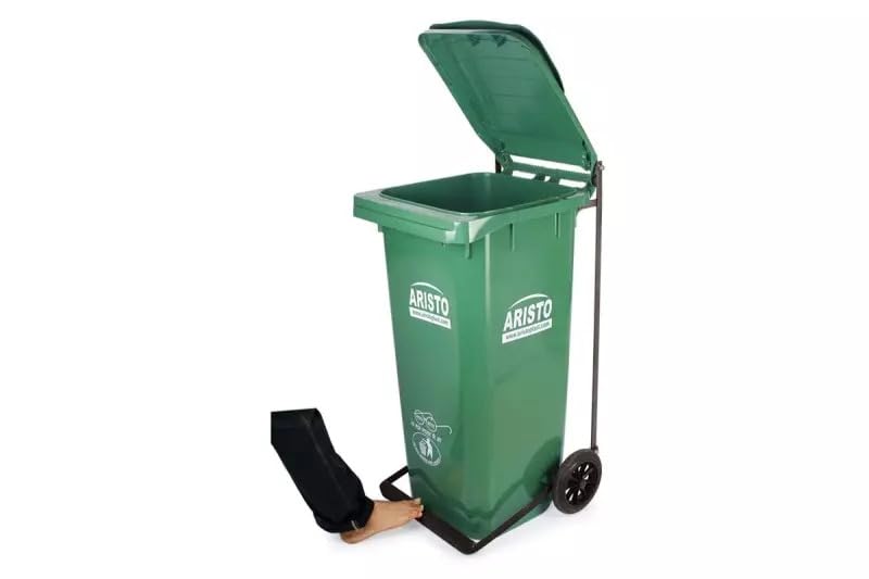 Wheel Waste Bin With Pedal 120Ltr (Green) - Image 3
