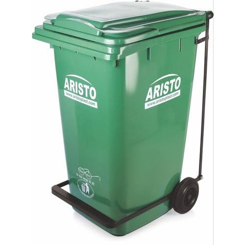 Wheel Waste Bin With Pedal 120Ltr (Green) - Image 2