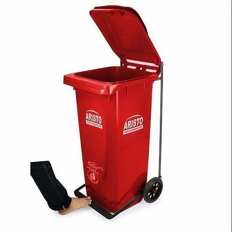 Wheel Waste Bin With Pedal 240Ltr (Red) - Image 2